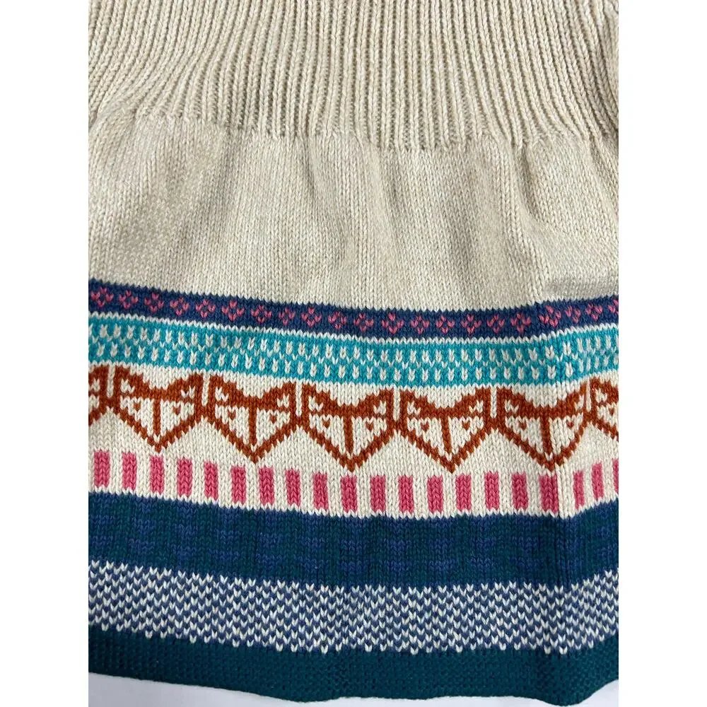 NEW Tea Collection Fox Fair Isle Sweater Dress Almond 3-6 Months